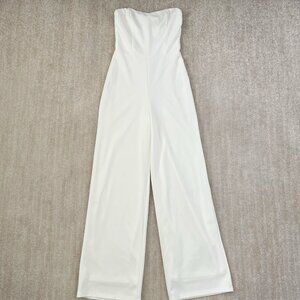 Lulus Edith Wide Leg Strapless Jumpsuit in White S
